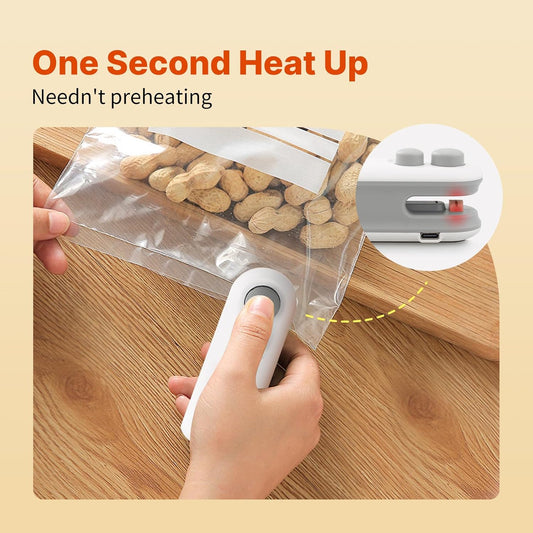 Heat Sealing Machine 2 in 1 Cutting and Sealer USB Rechargeable Food Sealer Mini Sealer for Snack Storage Food Sealer for Chip Bags, Plastic Bags, Food Storage ( Random Color)