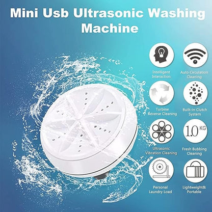 Portable Usb Travel Turbo Mini Washer | Ultrasonic Rotating Turbine Washing Machine For Socks Underwear Dishes Clothes